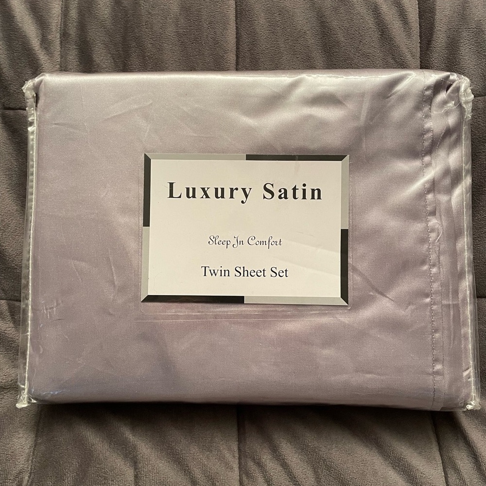 Luxury satin sleep in comfort twin sheet set-silver